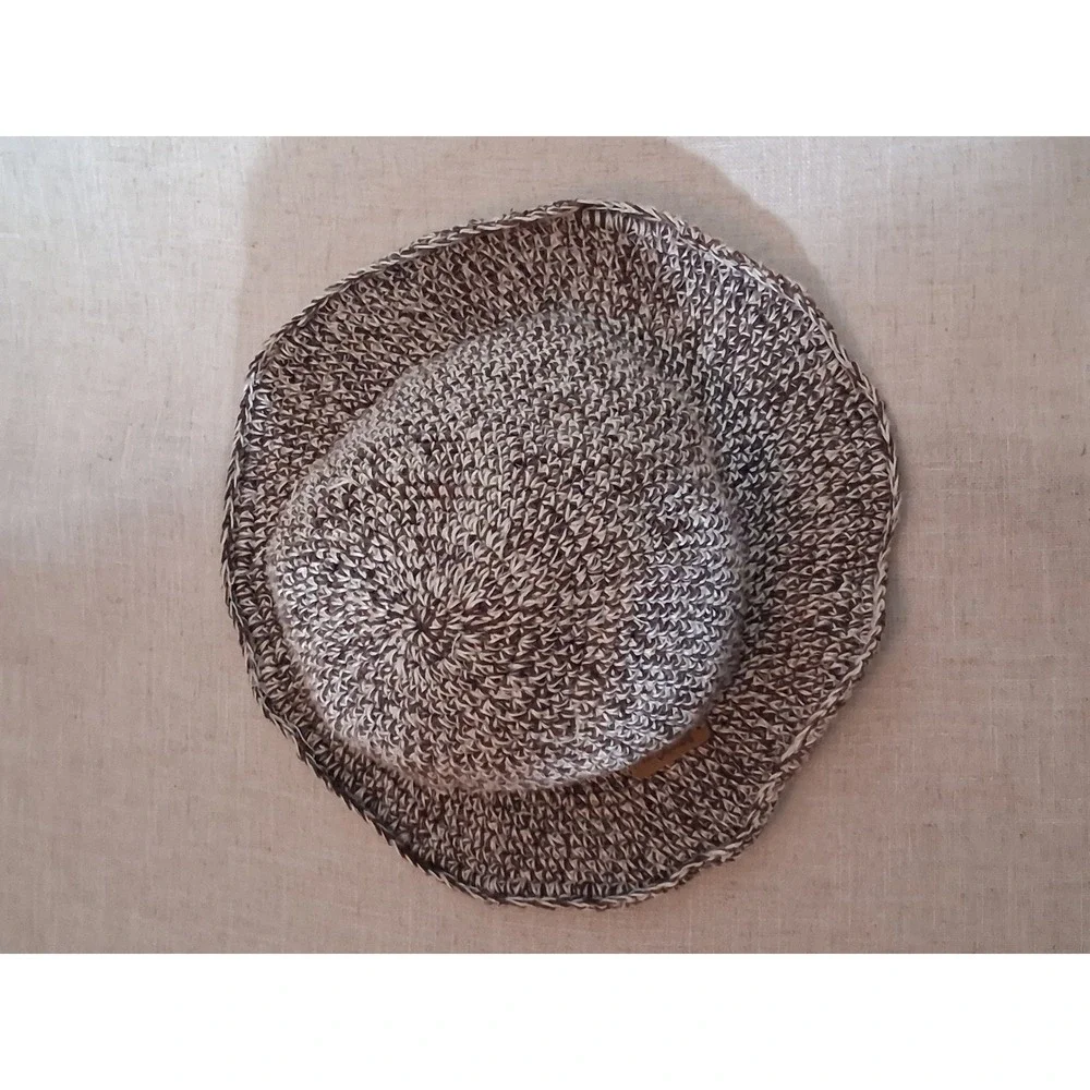 The Outpost Brown White Marled Crochet Bucket Hat Hemp Cotton Nepal Boho Sun Hat
